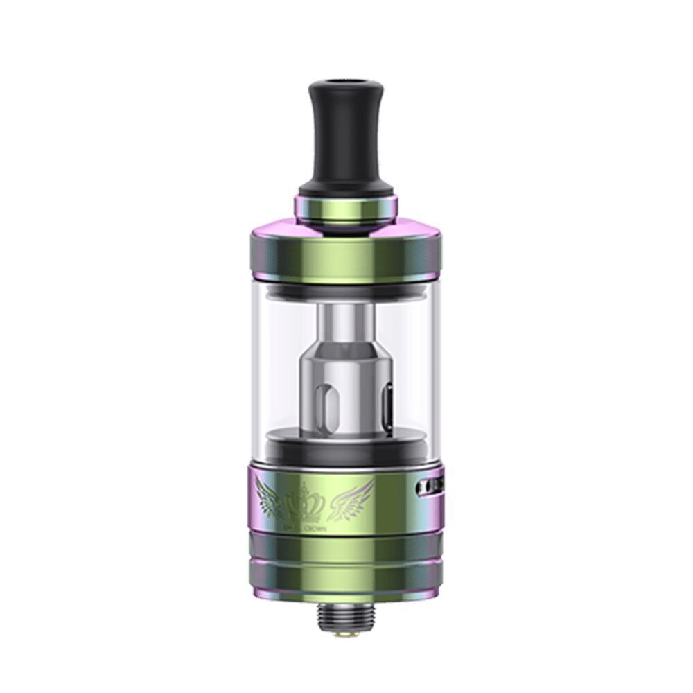 Uwell Crown Nano MTL Tank Uwell Crown Nano MTL Tank mit metallic-grüner Oberfläche, durchsichtiger Glasschaft, schwarzes Mundstück und geschwungene Flügelgrafik.