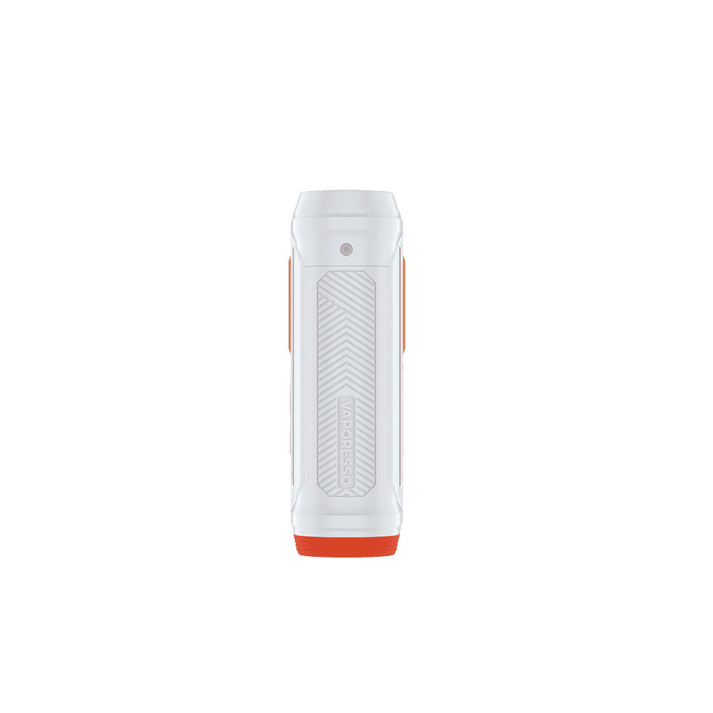 27801-6_2 Vaporesso Armour Octa Akkuträger in Aero White, weiß mit orangen Akzenten, langer mittiger Texturstreifen und Vaporesso Branding.