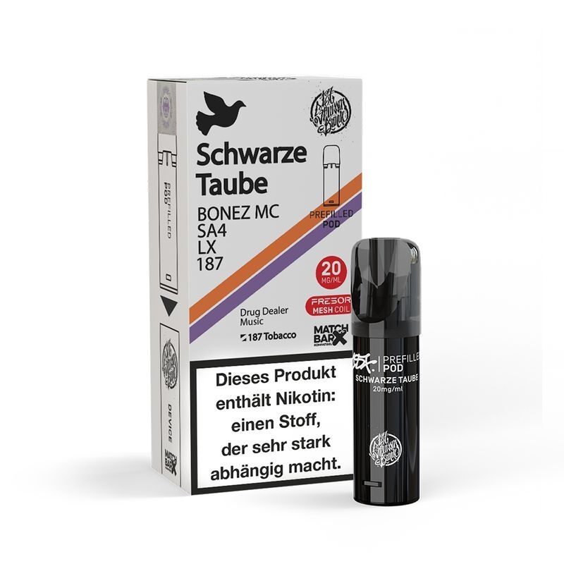 Schwarze Taube mit 20mg Nikotin 187 Strassenbande Pods Schwarze Taube mit 20mg Nikotin 187 Strassenbande Pods