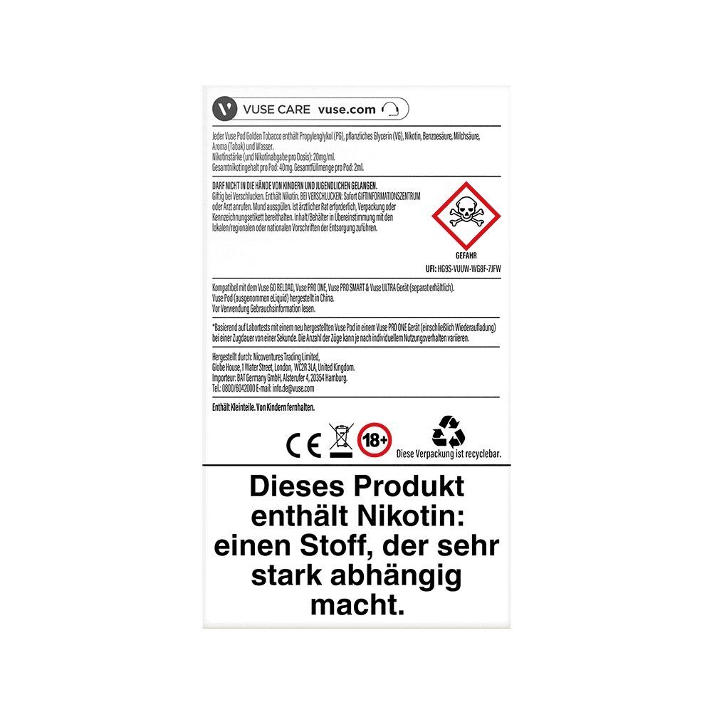 Vuse Pods - Golden Tobacco 20mg