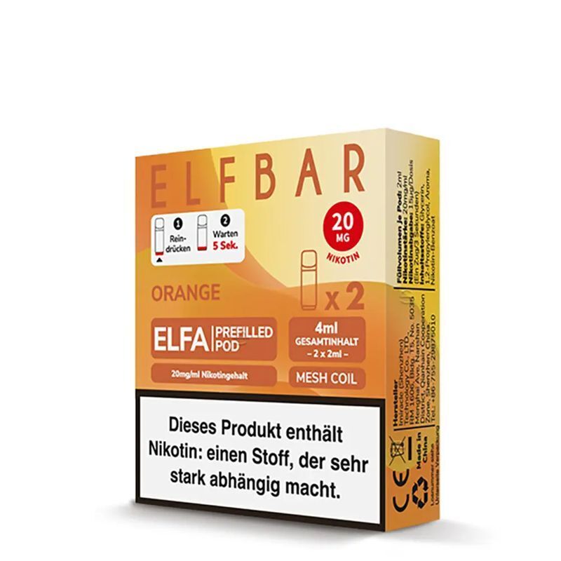 Orange Pods für Elfa von Elf Bar Prefilled Pods