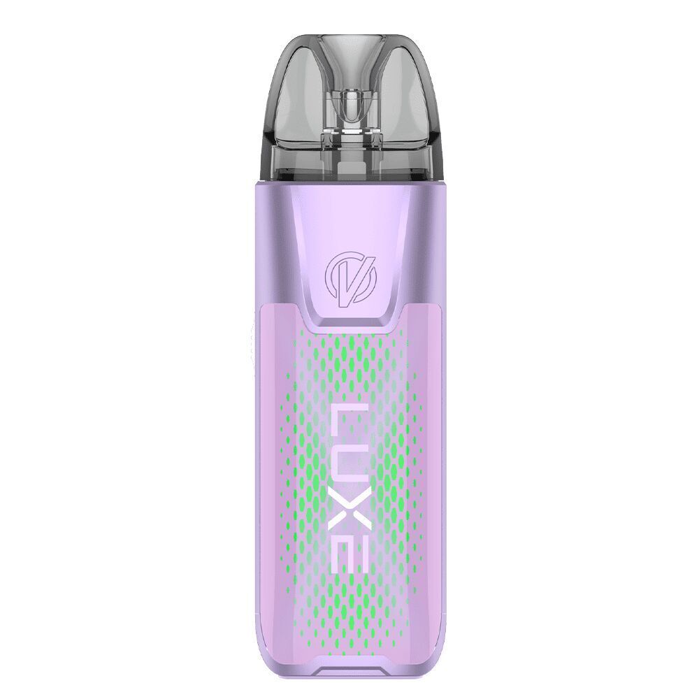 Vaporesso Luxe XR Max 2 Pod Kit - Flowing Purple Vaporesso Luxe XR Max 2 Pod Kit in Flieder mit transparentem Mundstück, grünem Muster und Vaporesso-Logo.