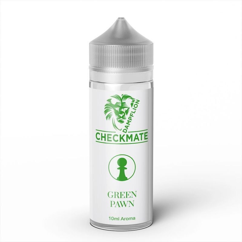 Dampflion Checkmate Aroma Green Pawn 10 ml Flasche mit grünem Schachfigurensymbol und Markenlogo auf weißem Hintergrund