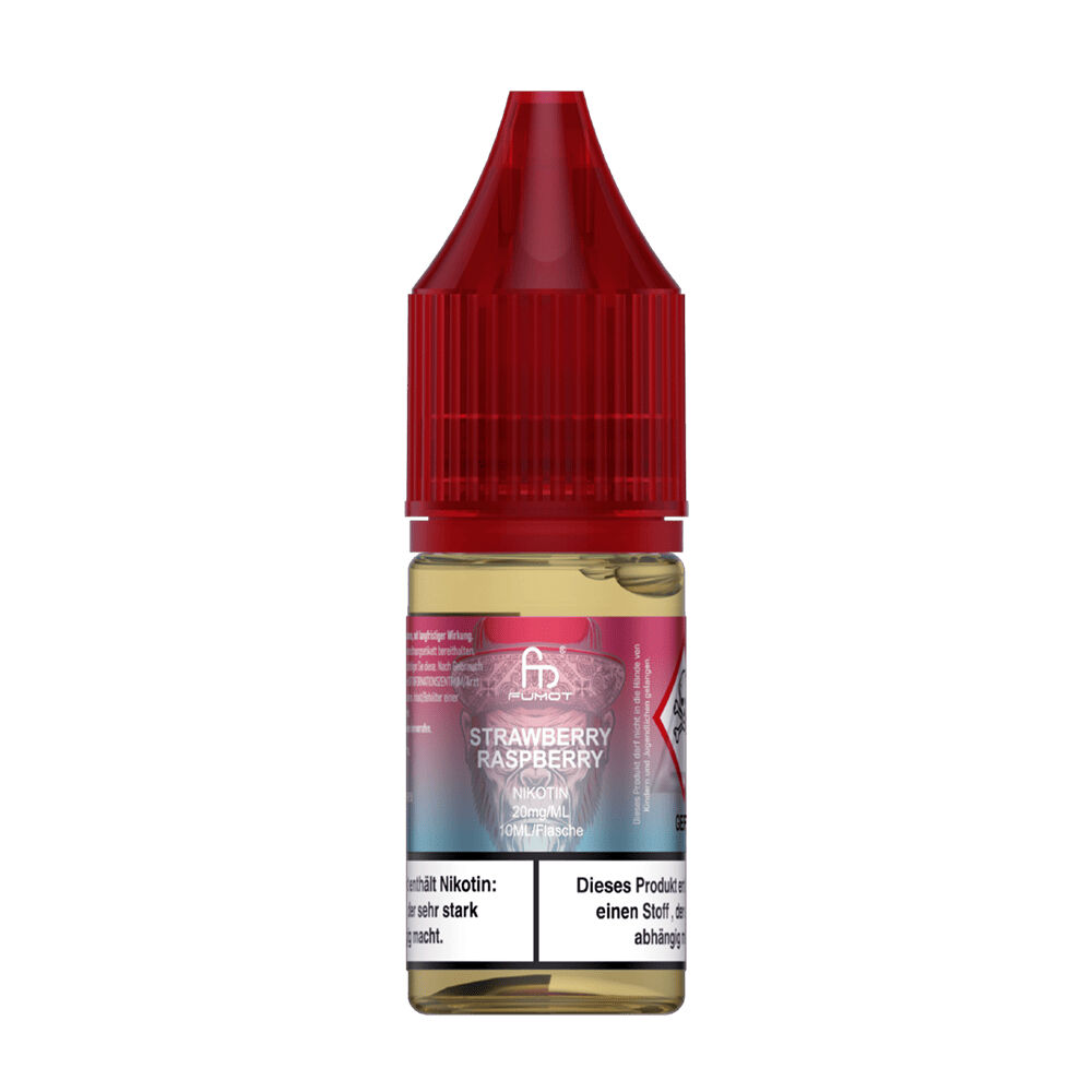 RandM Tornado Nikotinsalz Liquid - Strawberry Raspberry Flasche RandM Tornado Nikotinsalz Liquid mit rotem Deckel, Etikett "Strawberry Raspberry", 20mg Nikotin, 10ml Inhalt.