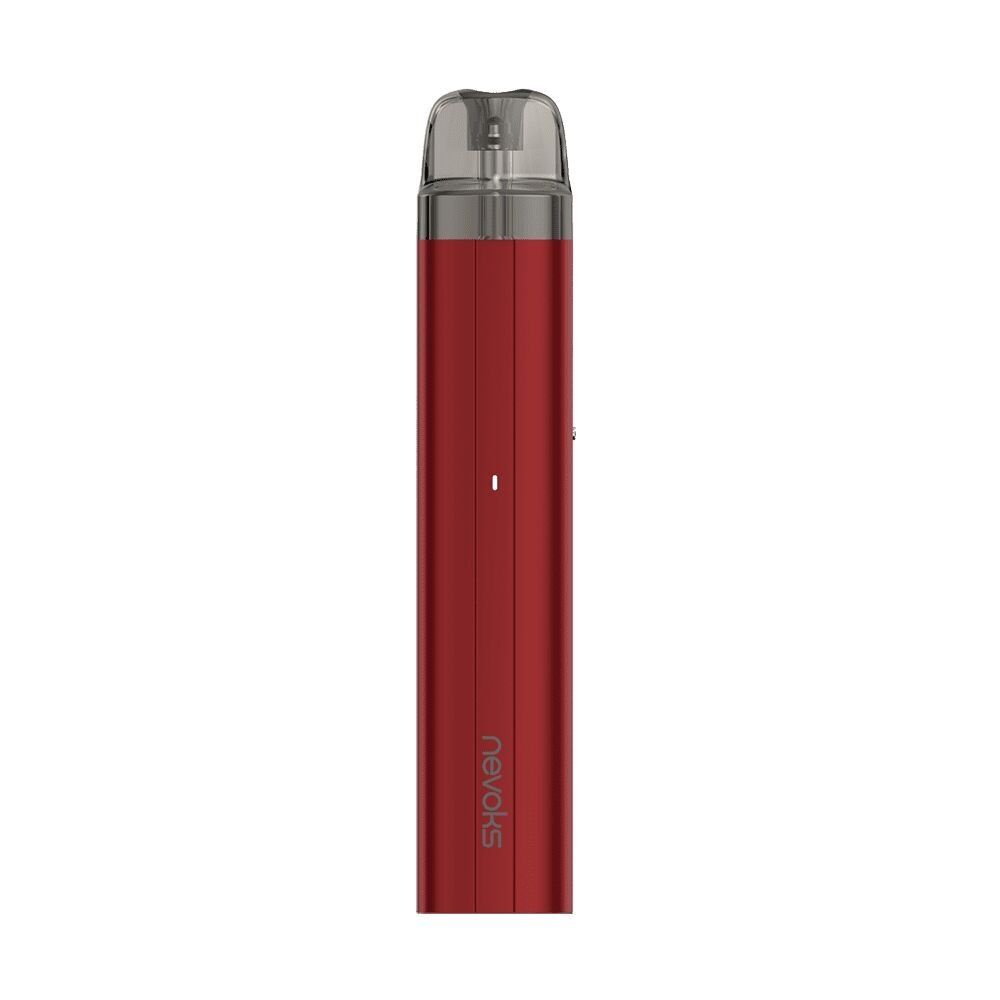 Nevoks Feelin AR Pod Kit Burgundy Red Nevoks Feelin AR Pod Kit in Burgunderrot mit transparentem Mundstück und vertikalem Design, sichtbares nevoks Logo.