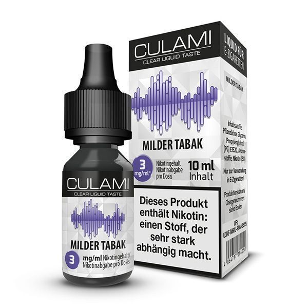 Liquid Milder Tabak Culami 3mg gebrauchsfertiges Liquid