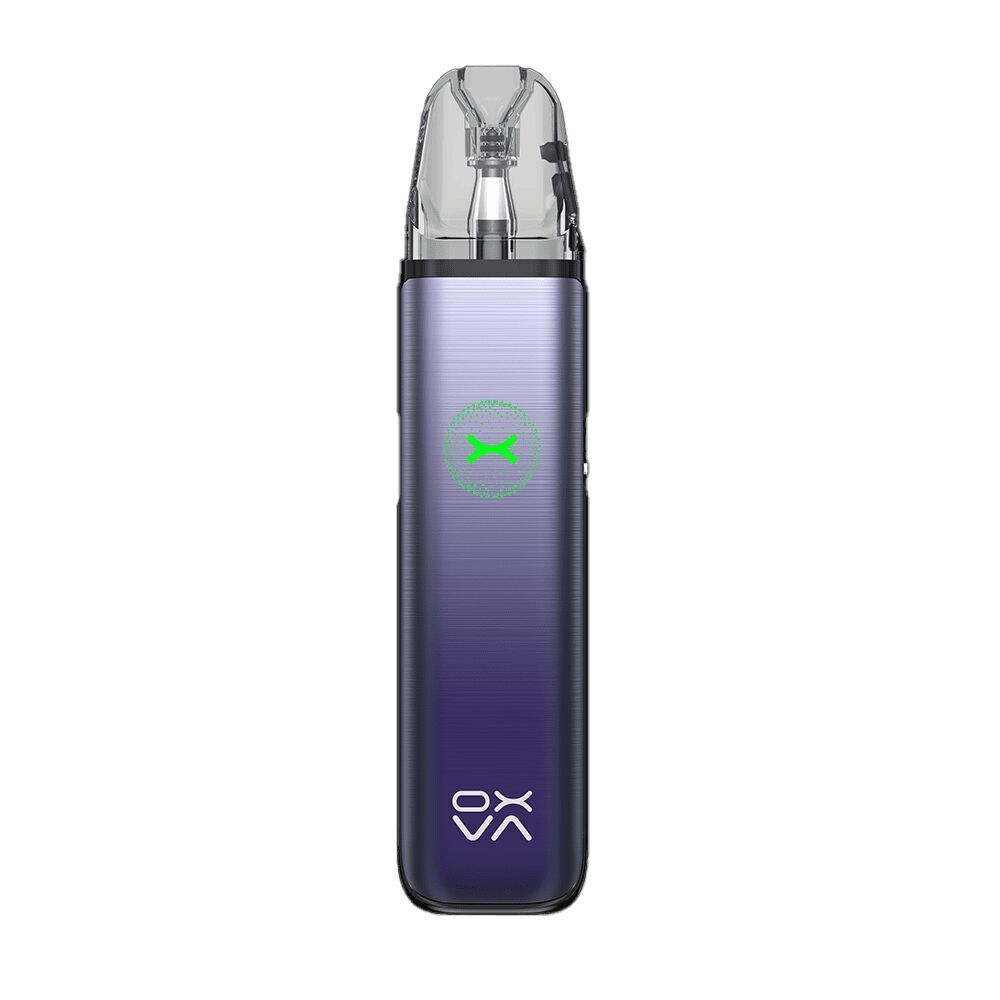 Oxva Xlim Go 2 Pod Kit - Fading Blue Oxva Xlim Go 2 Pod Kit in Fading Blue mit transparentem Mundstück, LED-Leuchte und Branding auf der Vorderseite.