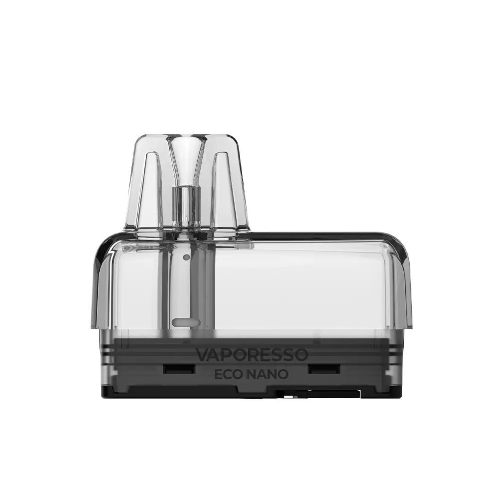 Vaporesso Eco Nano Pods mit Coil 1,2 Ohm Vaporesso Eco Nano Pod mit Coil, 1,2 Ohm, durchsichtiges Gehäuse, zwei Atemlöcher, schwarzer Boden mit sichtbarem Brandingtext "Vaporesso Eco Nano"