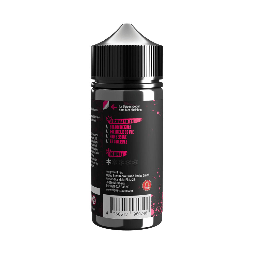 TNV108_2.jpg Flasche des Tony Vapes Aroma - Sweet Berries mit schwarzem Verschluss, listet Aromennoten: Brombeere, Heidelbeere, Himbeere, Erdbeere.
