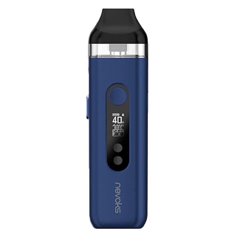 Nevoks Feelin X Pod Kit in der Farbe Dunkelblau Nevoks Feelin X Pod Kit in Dunkelblau mit digitalem Display und Branding, kompakt und ergonomisch gestaltet.