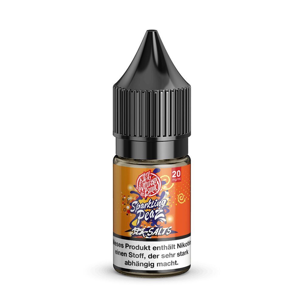 187 Strassenbande Liquid - Sparkling Peaz 20mg 187 Strassenbande Liquid Sparkling Peaz 20mg Nikotinflasche mit schwarzem Deckel, bunte Grafiken und Warnhinweise sichtbar.