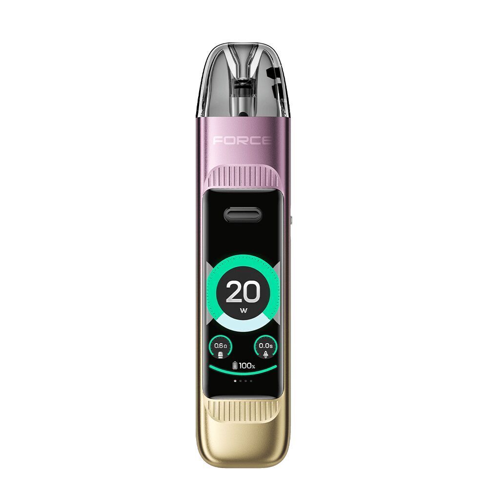 Linvo Force X Pod Kit - Brush Gold Linvo Force X Pod Kit in Brush Gold mit Displayanzeige, 20W-Leistungsanzeige und Ladezustandsanzeige, kompaktes modernes Design