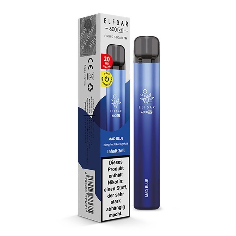 Mad Blue mit 20mg Nikotin Elf Bar V2 E-Shisha Mad Blue mit 20mg Nikotin Elf Bar V2 E-Shisha