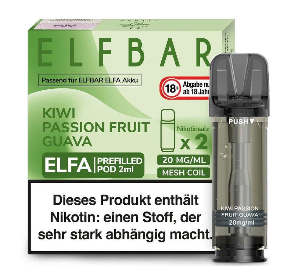 Kiwi Passionfruit Guava mit 20mg Nikotin Elfa Pods von Elf Bar