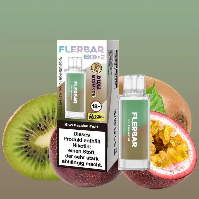 Kiwi Passion Fruit Pods mit 20mg Nikotin von Flerbar Kiwi Passion Fruit Pods mit 20mg Nikotin von Flerbar