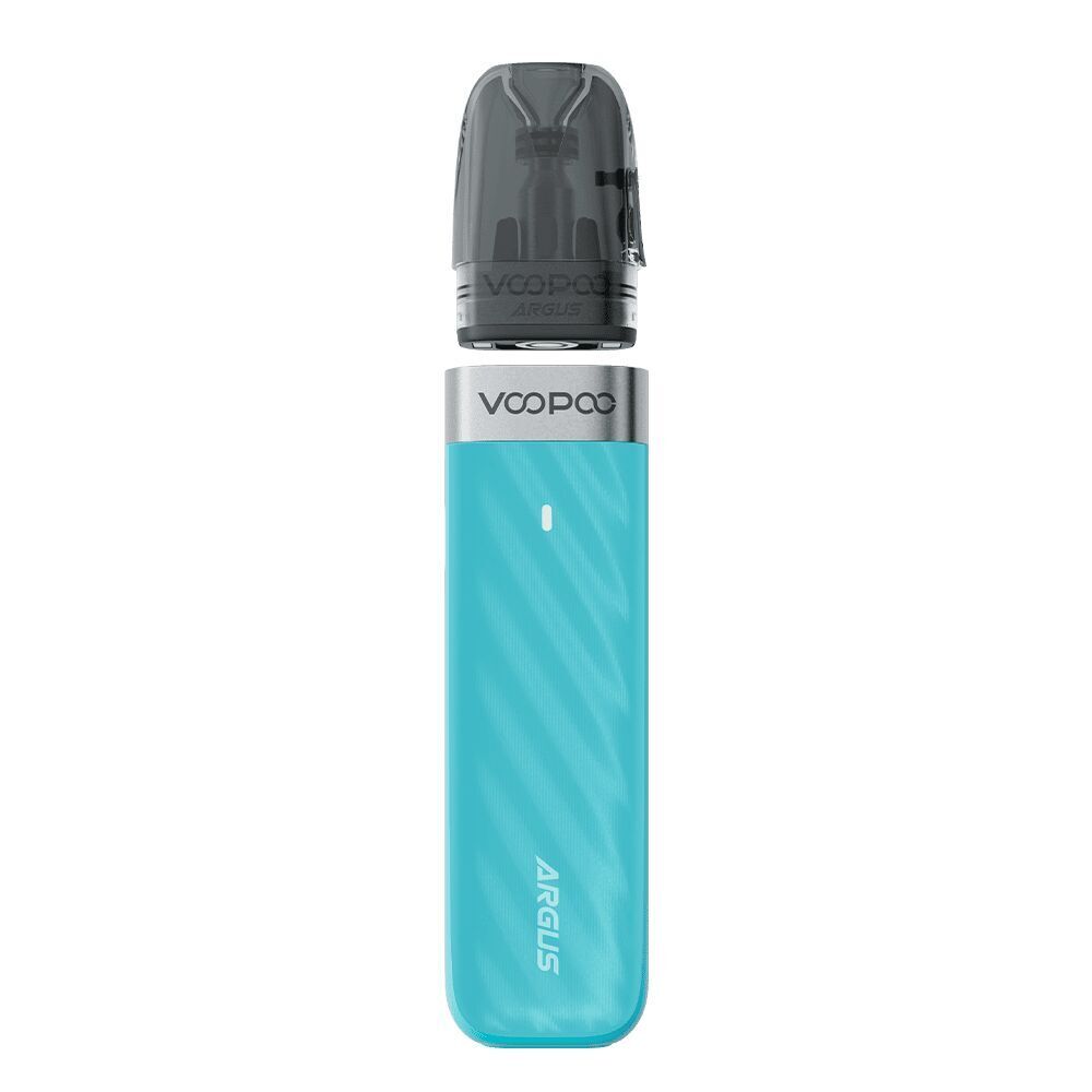 Voopoo Argus Z2 Pod Kit - Lake Blue Voopoo Argus Z2 Pod Kit in Lake Blue mit silbernem Rand und transparentem Oberteil, Markenname und Modell auf der Vorderseite sichtbar.