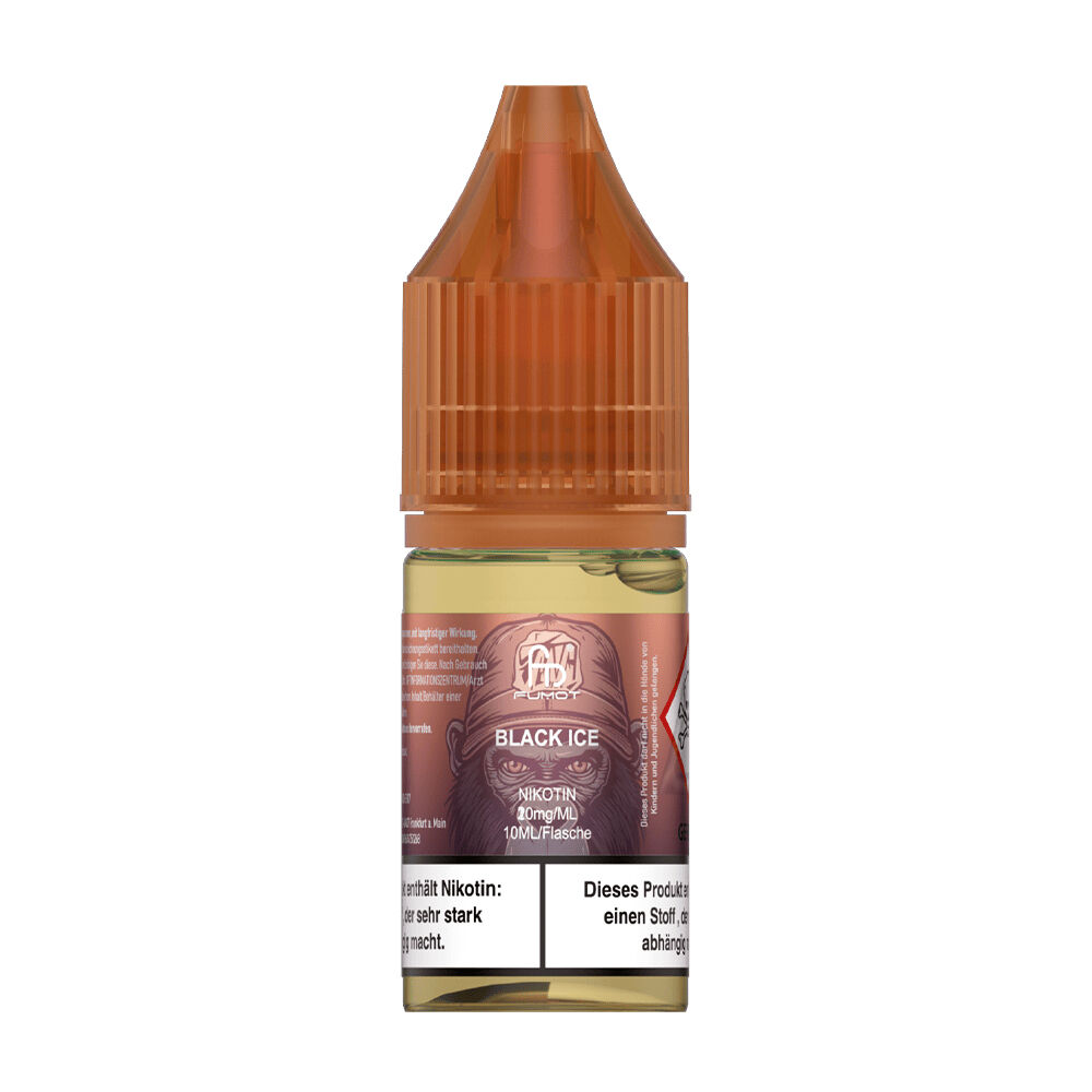 RNM105 Flasche RandM Tornado Nikotinsalz Liquid Black Ice mit braunem Deckel, 10 mg/ml, 10 ml, Warnhinweise auf Etikett sichtbar