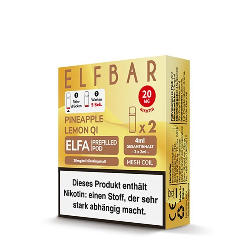 Pineapple Lemon Qi Pods für Elfa von Elf Bar Prefilled Pods