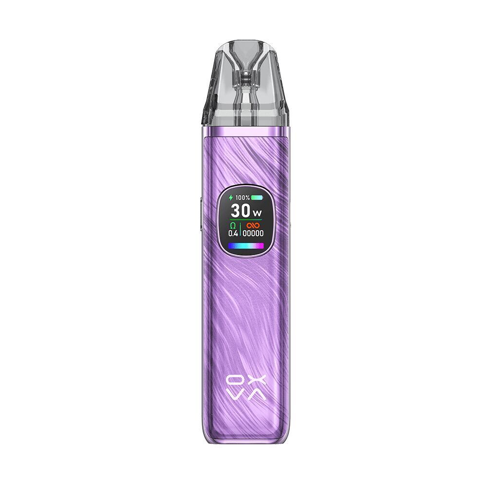 Oxva Xlim Pro 2 Pod Kit in der Farbe Dream Purple Oxva Xlim Pro 2 Pod Kit in Dream Purple mit digitalem Display zeigt 30W Leistung, Batteriestatus und weitere Einstellungen