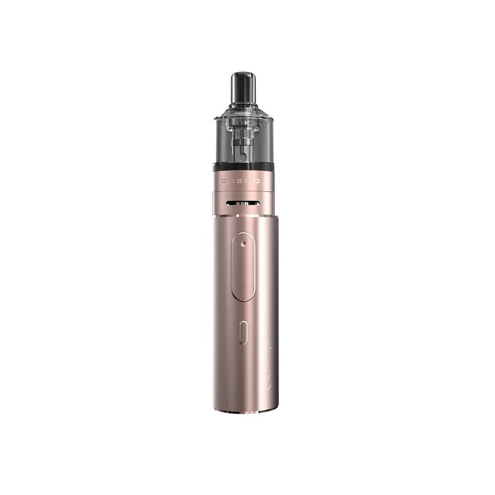 Vaptio Cosmo Prime Kit in Rose Gold, elegantes Design, transparentes Mundstück, diskreter Feuerknopf, schlanke zylindrische Form