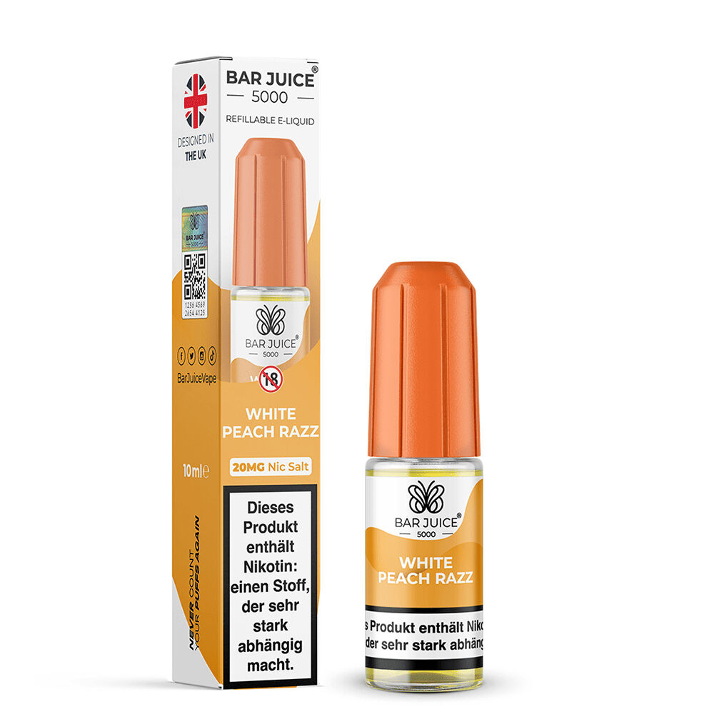 Bar Juice 5000 Nikotinsalz Liquid - White Peach Razz Bar Juice 5000 Nikotinsalz Liquid - White Peach Razz