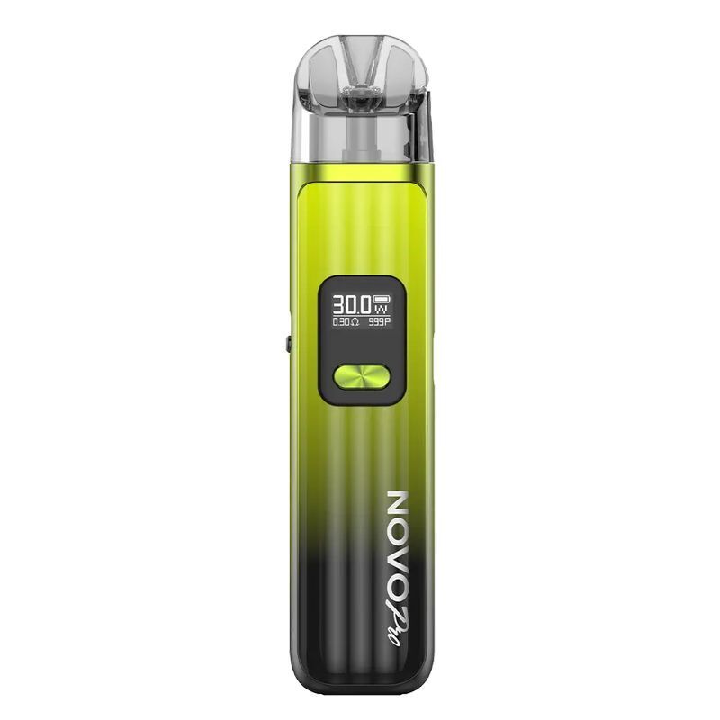 Smok Novo Pro Pod Kit in der Farbe Green Black Smok Novo Pro Pod Kit in Grün-Schwarz mit digitalem Display zeigt 30,0 W, Batteriestatus und den Schriftzug "Novo Pro" an der Seite.