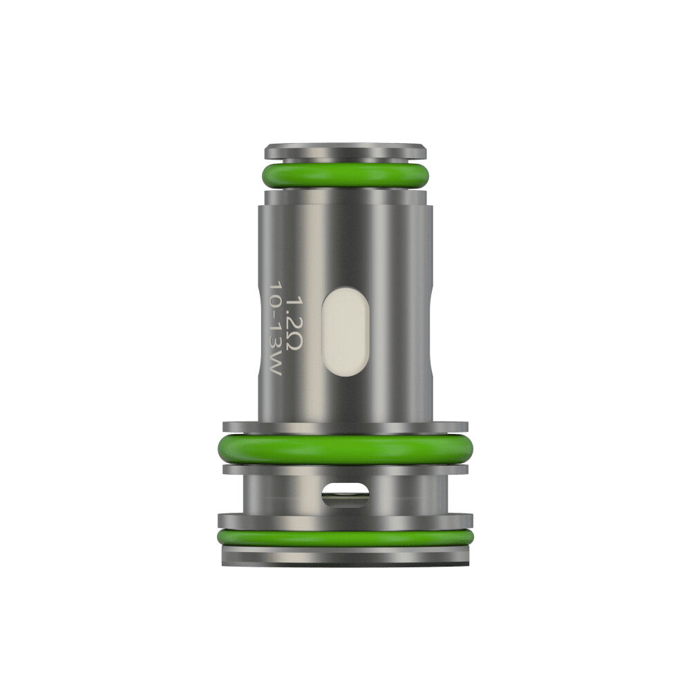 27296vp5 Eleaf GTL-D Verdampferkopf mit 1,2 Ohm Widerstand, sichtbare grüne Dichtungsringe, silberne Metalloberfläche, Beschriftung "1.2Ω 10-13W"