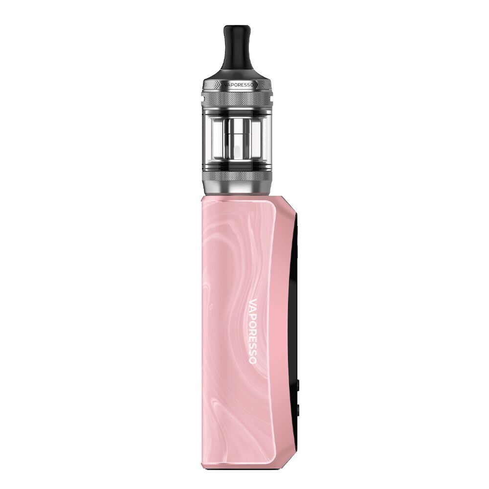 Vaporesso GTX One Pro Box Kit - Pink Vaporesso GTX One Pro Box Kit in Pink mit silbernem Verdampfer und schwarzem Mundstück.