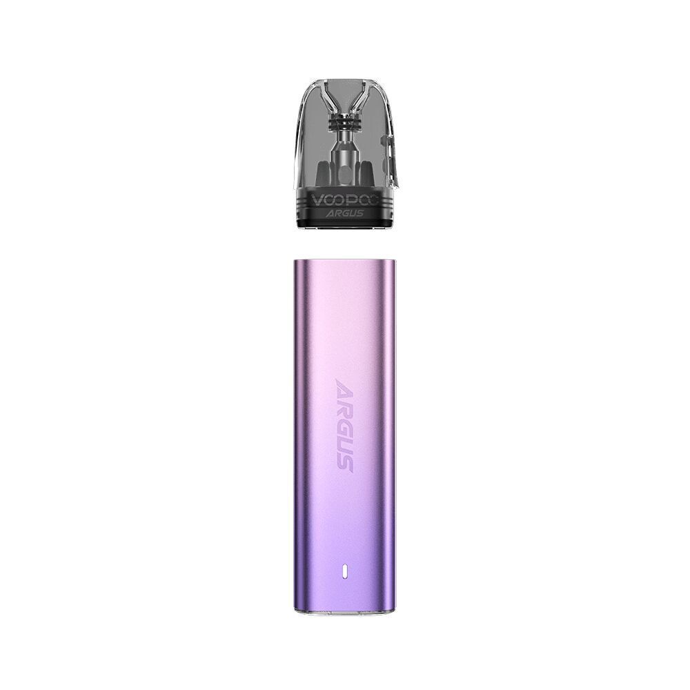 Voopoo Argus G2 Mini Pod Kit in Violet Pink, zylindrisch, mit sichtbarem Pod und Branding "ARGUS" auf der Vorderseite