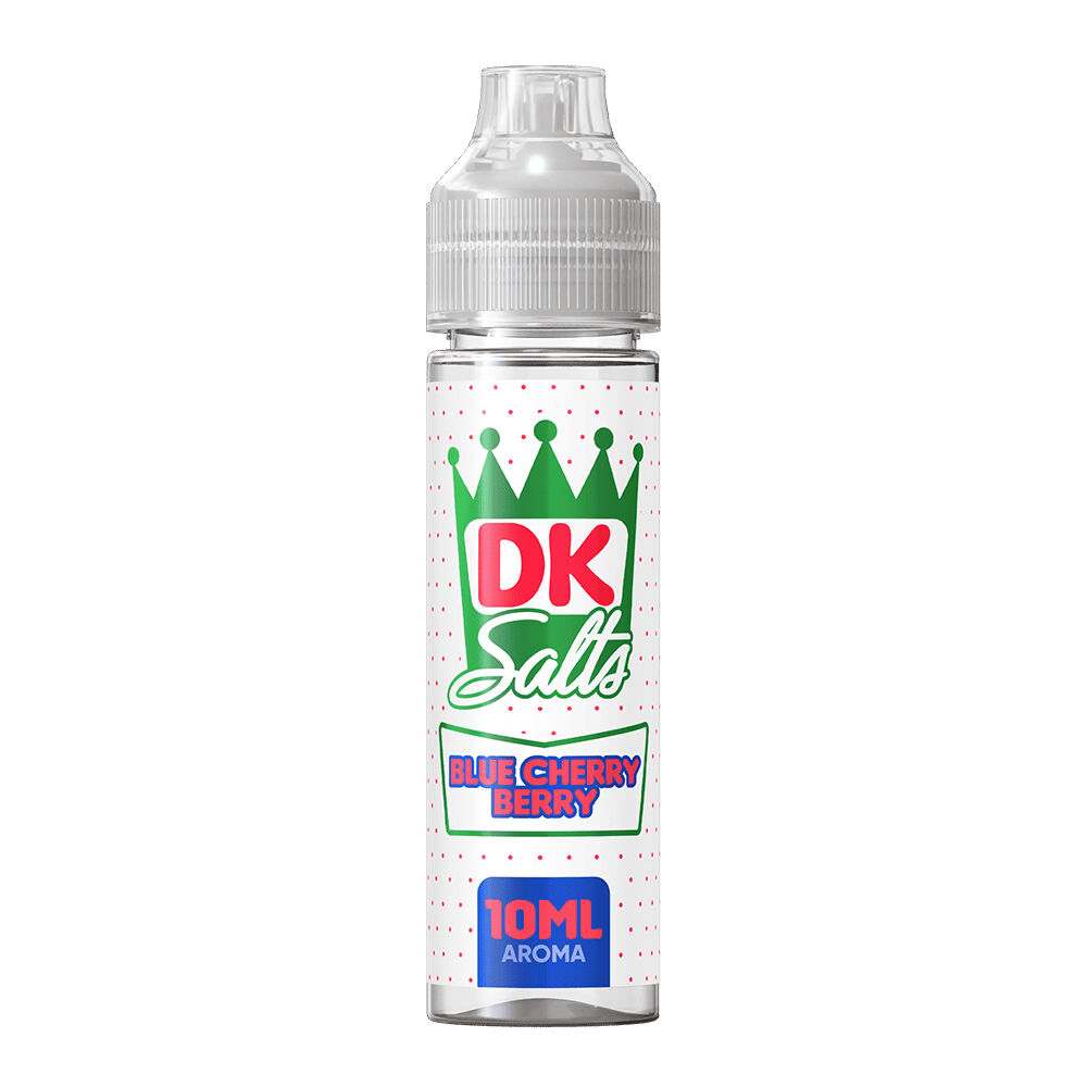 DK302 DK Salts Aroma Blue Cherry Berry Flasche mit grüner Krone, blauem Schriftzug und roter Punktehintergrund, 10 ml Inhalt