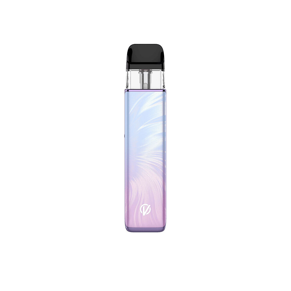 Vaporesso Xros 6 Mini Pod Kit in Plume Pink mit Farbverlauf in Rosa und Lila, schwarzes Mundstück, mit Logo auf der Vorderseite