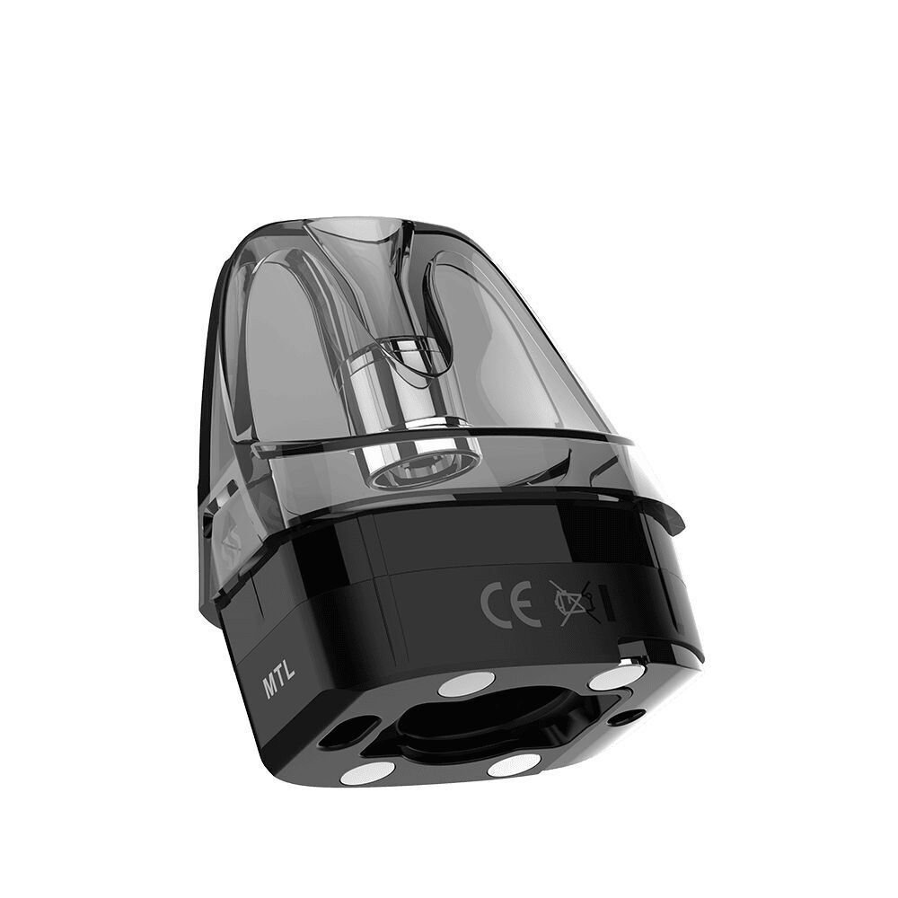 Vaporesso Luxe XR Leerpod V2 - MTL Vaporesso Luxe XR Leerpod V2 - MTL, transparent-schwarz mit CE-Kennzeichnung und Airflow-Öffnungen an der Unterseite, MTL-Aufschrift.