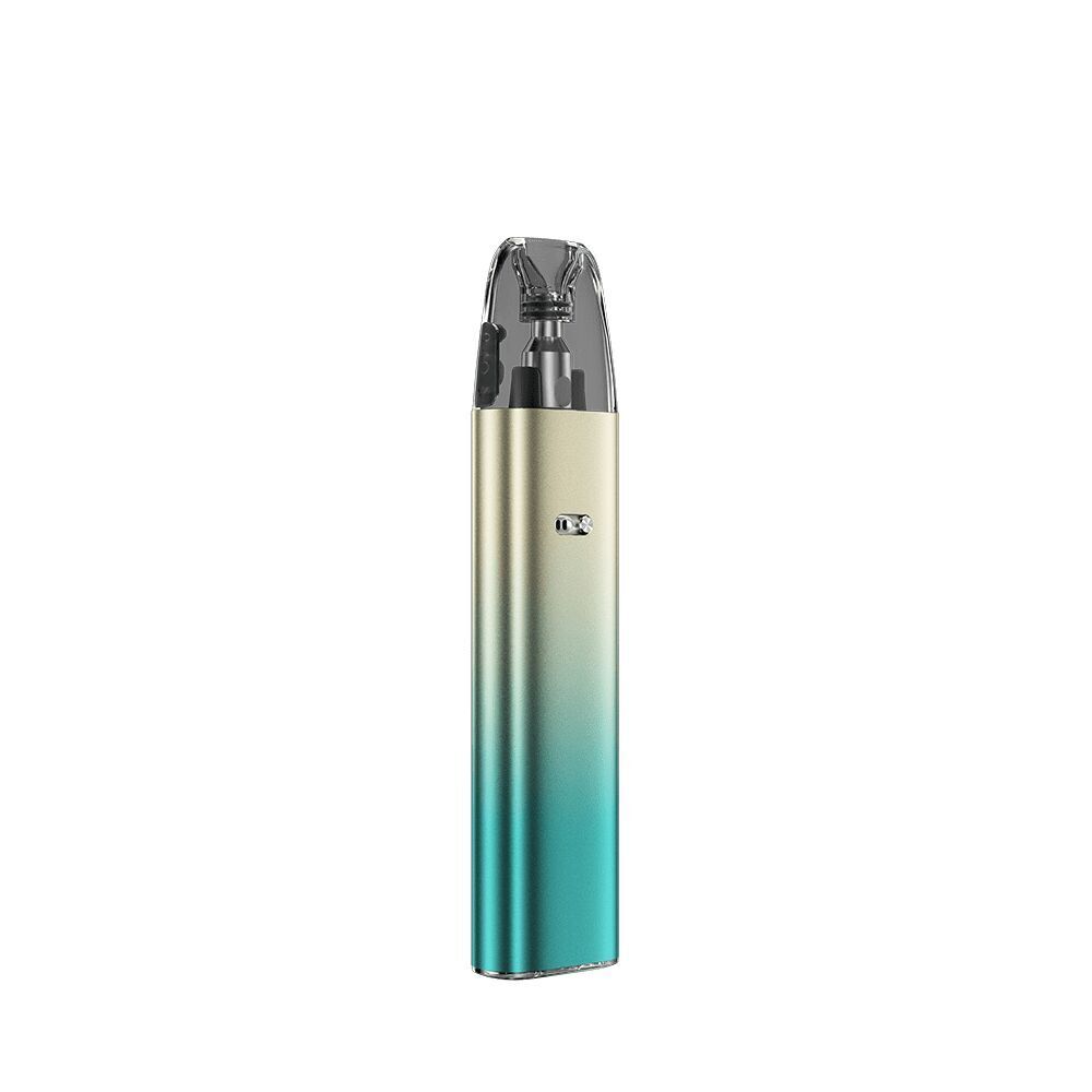 Voopoo Argus G2 Mini Pod Kit - Spring Green Voopoo Argus G2 Mini Pod Kit in einem farbigen Verlauf von Grün bis Türkis, mit transparenter Kappe und kleinem Knopf auf der Vorderseite