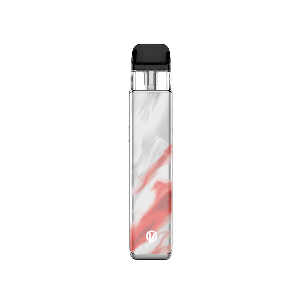 Vaporesso Xros 6 Pod Kit in Scorching Cloud Design mit weiß-rotem Farbverlauf und schwarzem Mundstück, sichtbares Vaporesso-Logo am unteren Rand