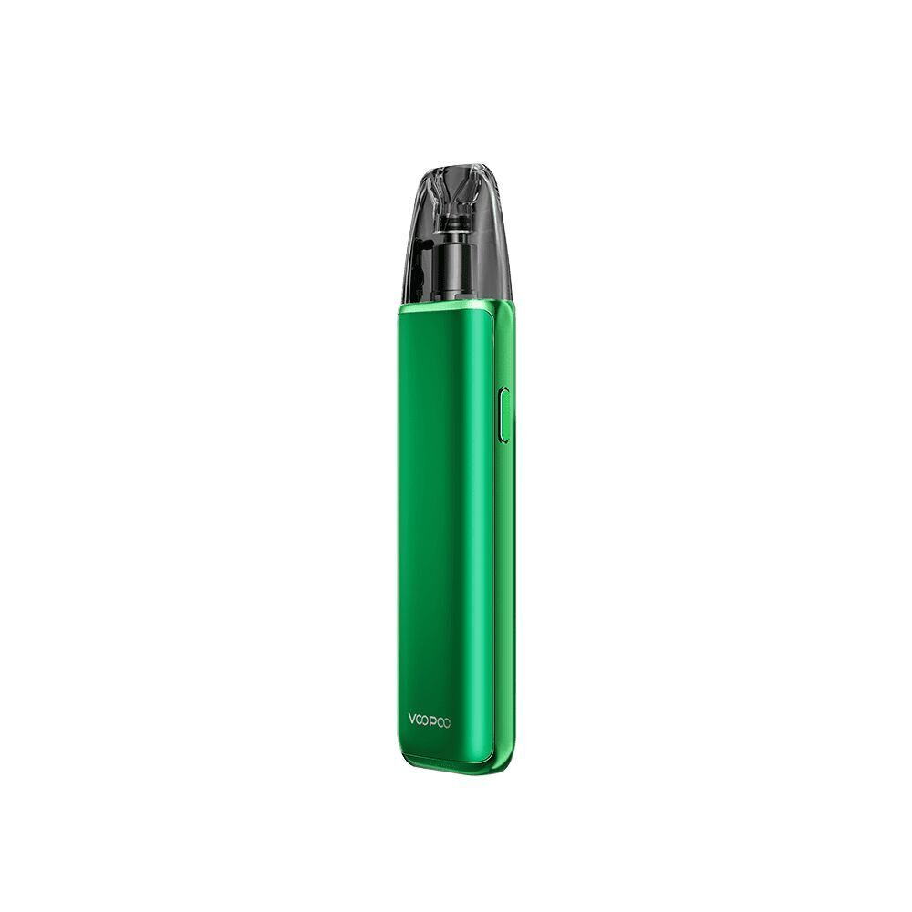 Voopoo Argus G3 Pod Kit - Moss Green Voopoo Argus G3 Pod Kit in Moss Green mit glänzender Oberfläche und transparentem Mundstück, seitlicher Knopf sichtbar.