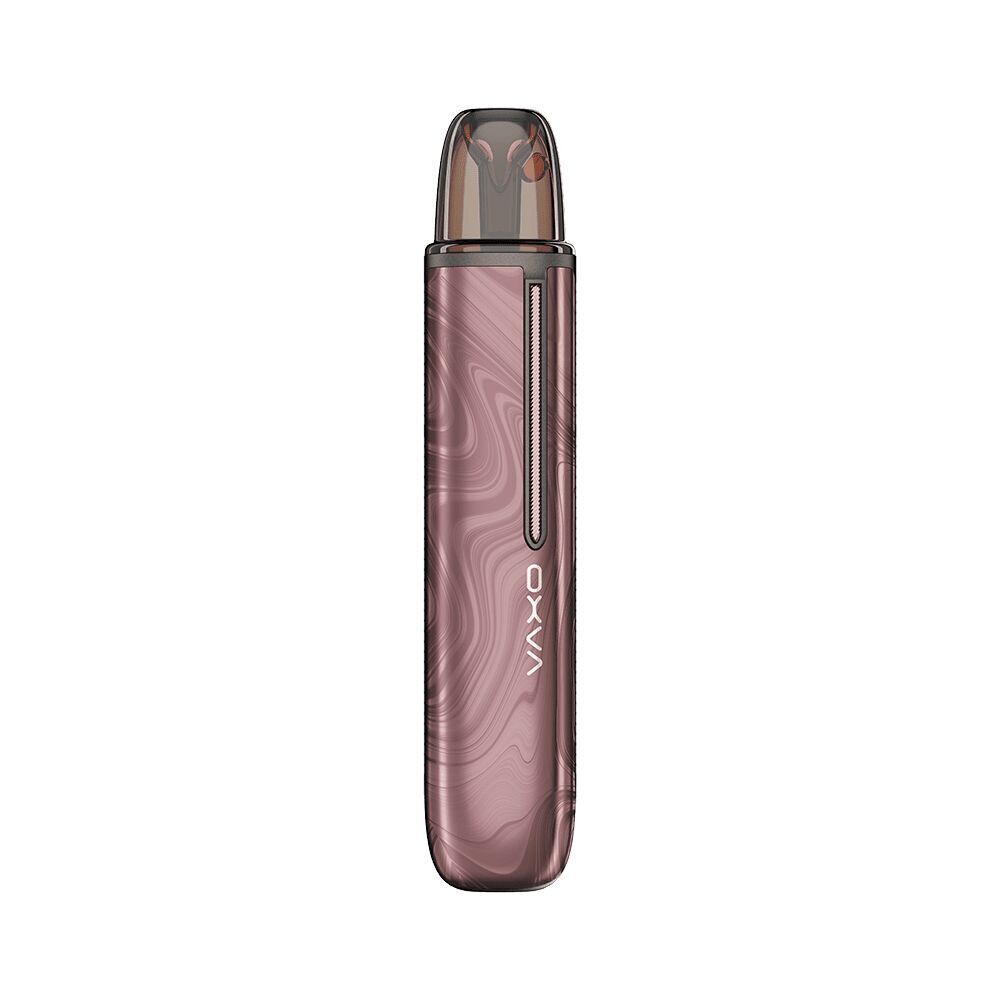 Oxva Artio 2 Akku - Rose Pink Oxva Artio 2 Akku in Rose Pink mit Marmor-Muster, Vertiefung für Knopf an der Seite, transparentem, dunklem Mundstück, Oxva-Logo sichtbar