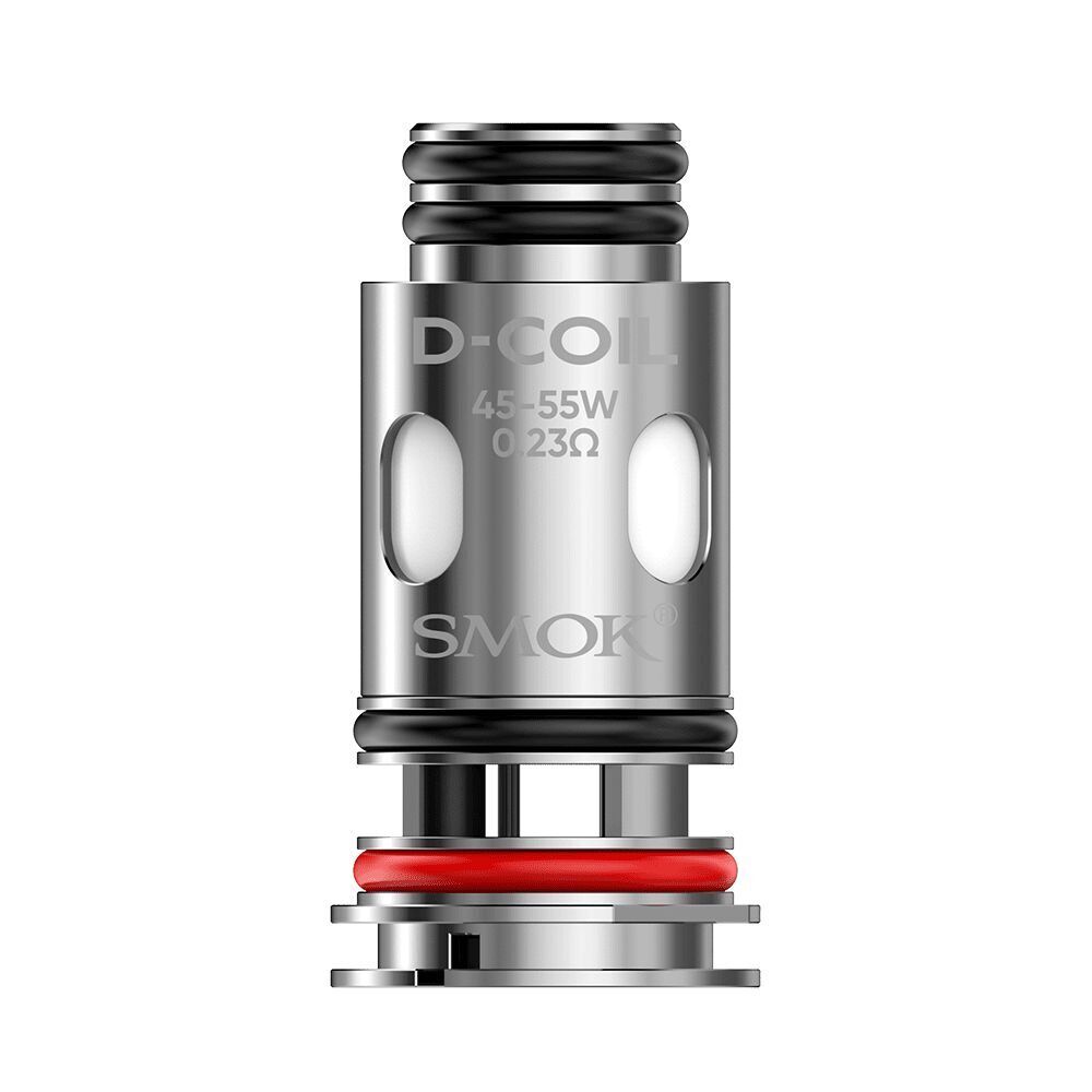 Smok D Mesh Coils 0,23 Ohm Smok D Coil Verdampferkopf, 0,23 Ohm, kompatibel mit 45–55W, Edelstahl Ausführung, schwarze und rote Dichtungen.