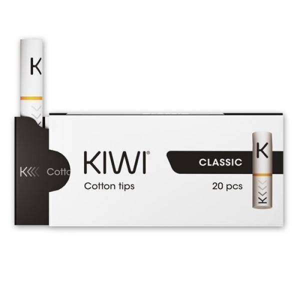 KIWI Filter Tips Verpackung der KIWI Filter Tips Classic mit 20 Stück, sichtbar ist ein teilweise entnommener Filter in der linken Ecke der Box