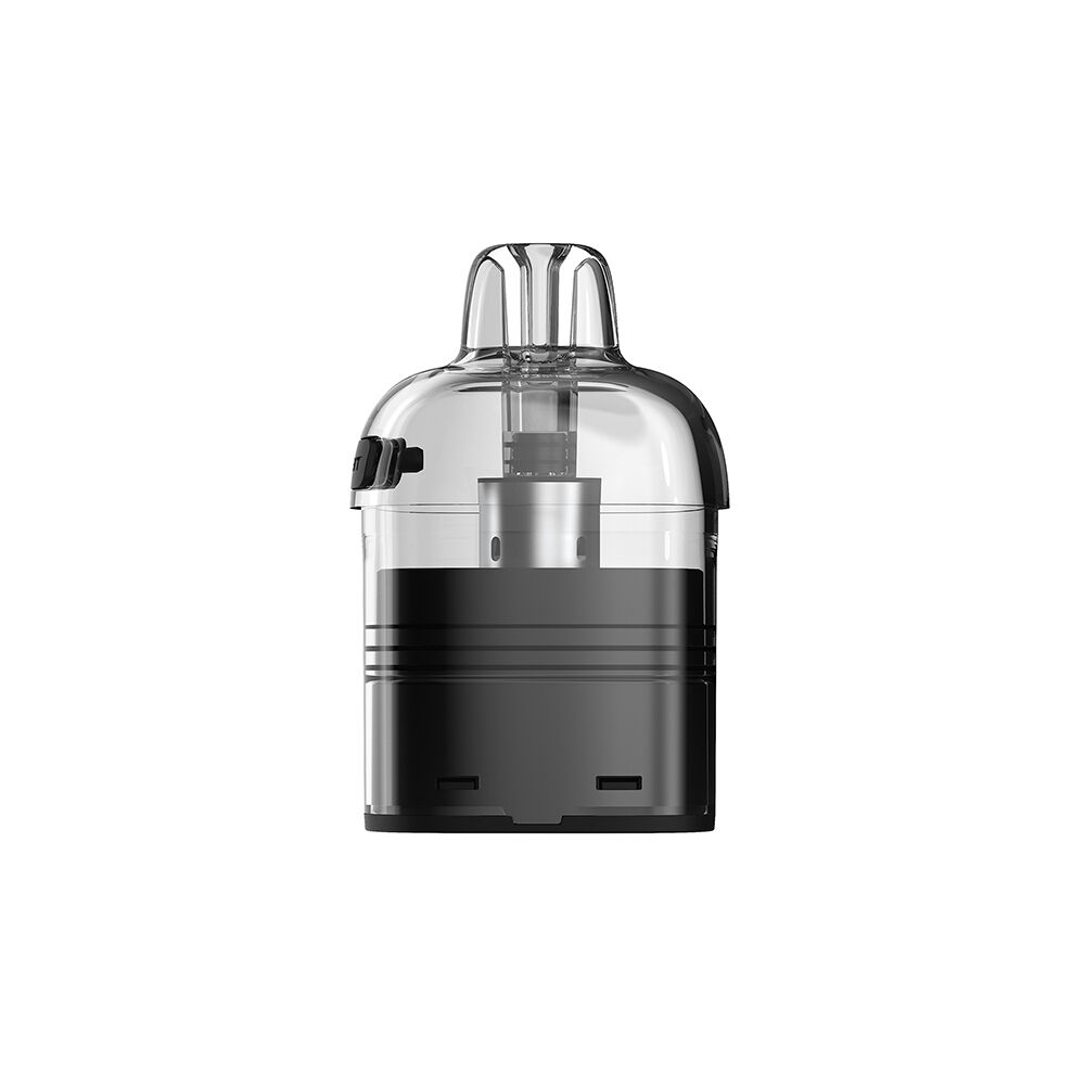 Grabit Max EasyLiQ Leerpod Transparenter Grabit Max EasyLiQ Leerpod mit schwarzem Boden, klarer Kuppel und seitlichem schwarzen Verschluss.
