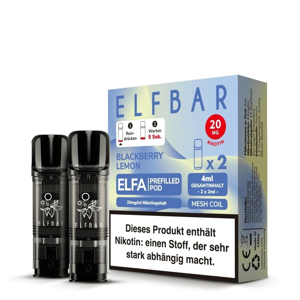Blackberry Lemon Elfa Pods von Elfbar 20mg Elfa Pods von Elfbar - alle Sorten - Mit Nikotin