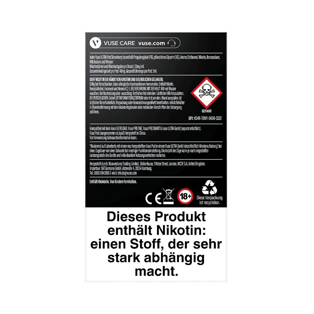 Vuse Ultra Vape Pods Strawberry Ice 20 mg kaufen Vuse Ultra Vape Pods Strawberry Ice 20 mg kaufen