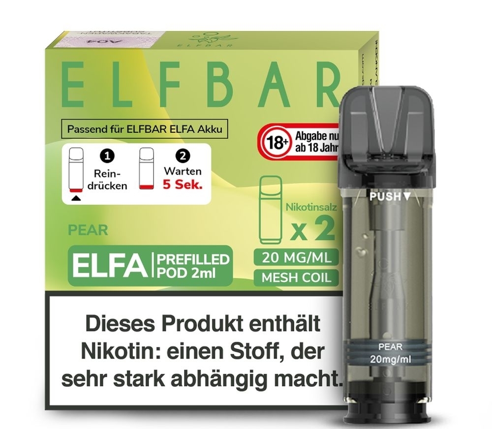 Pear Elfa Pods von Elfbar 20mg Elfa Pods von Elfbar - alle Sorten - Mit Nikotin