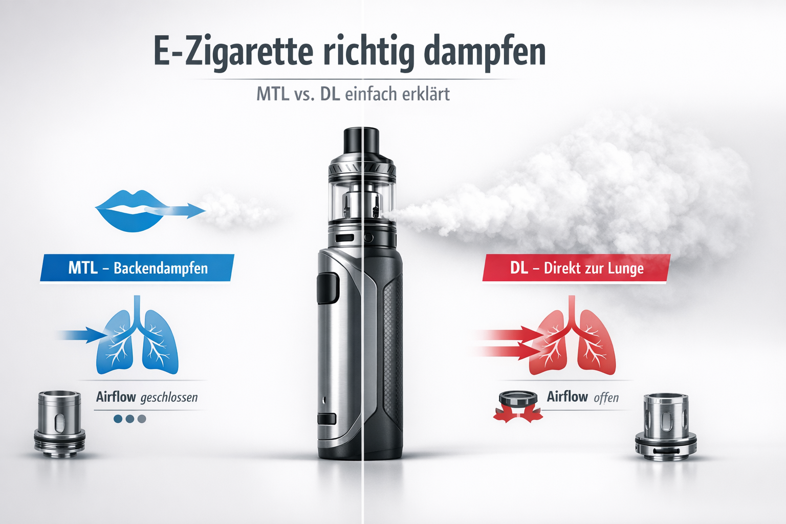 Zugtechnik E-Zigarette: So dampfen Sie richtig Zugtechnik E-Zigarette: So dampfen Sie richtig