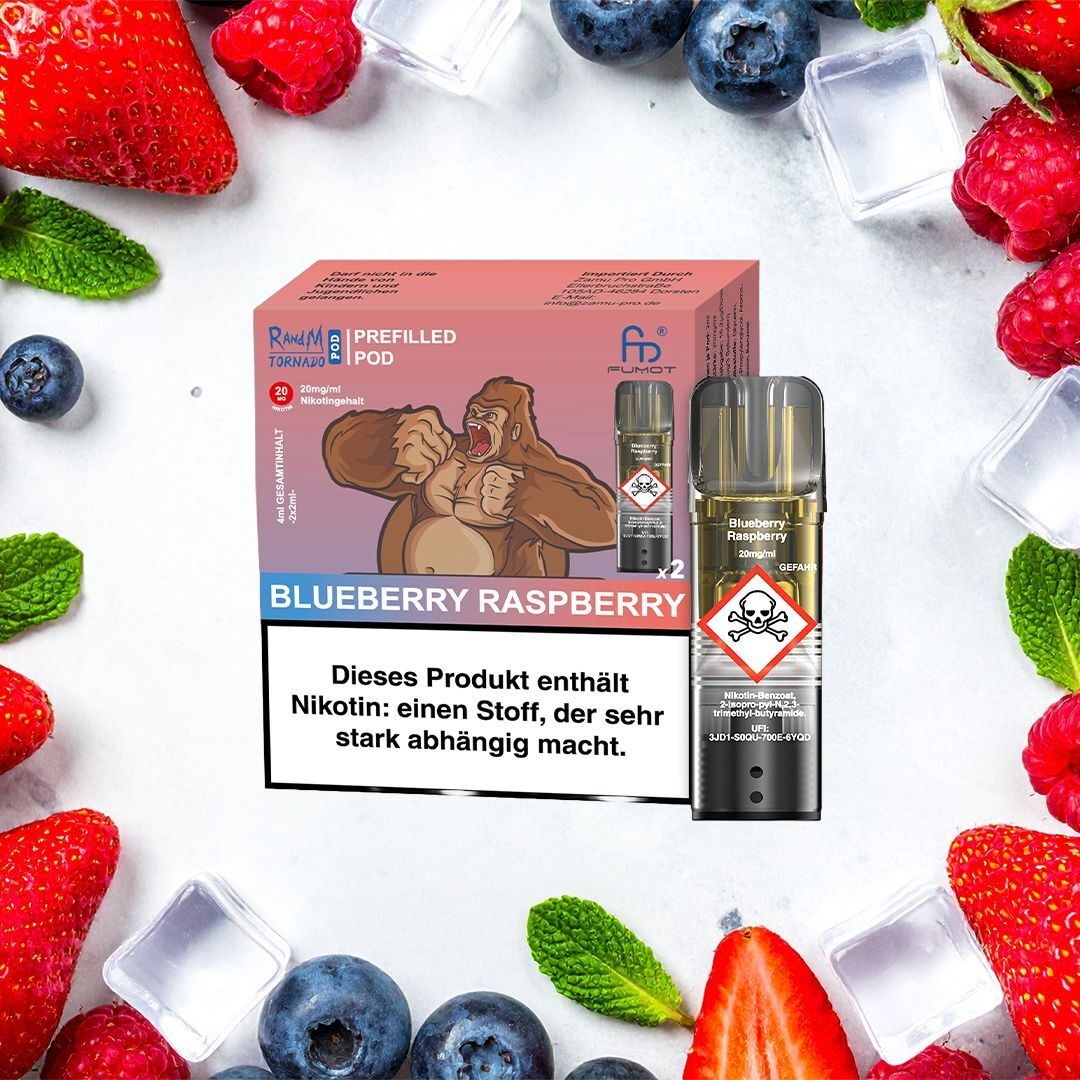 RandM Tornado Pods - Blueberry Raspberry RandM Tornado Pods - alle Sorten - mit Nikotin