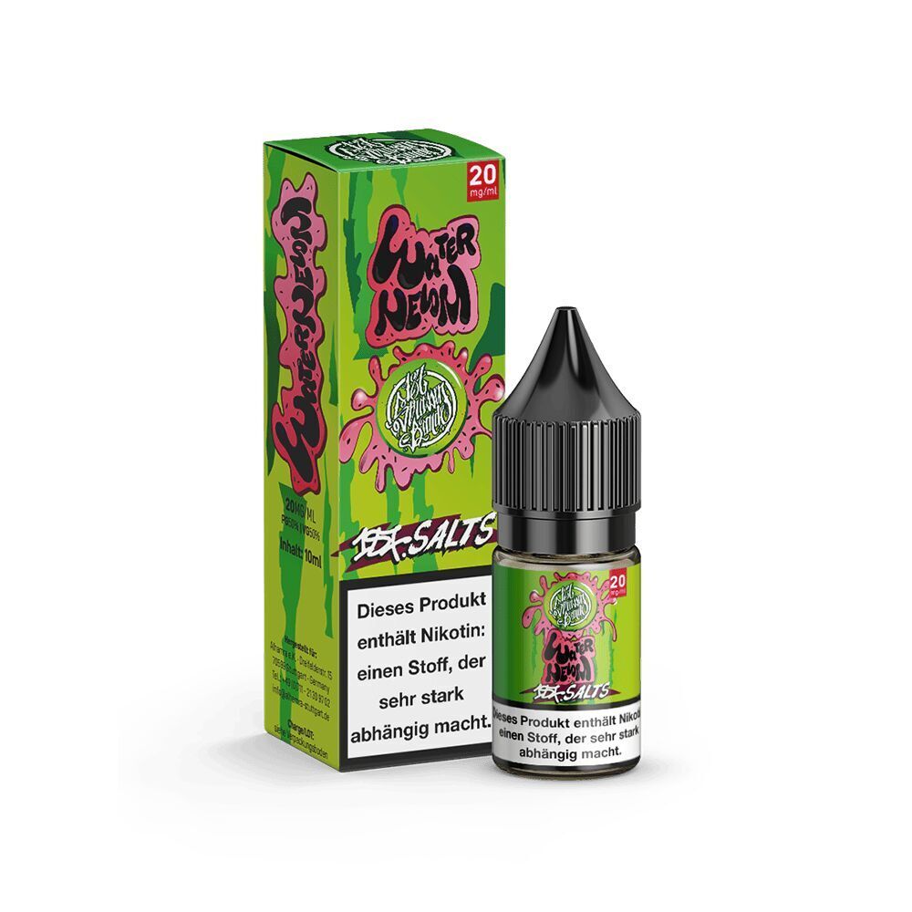 187 Strassenbande Liquid - Waternelom 20mg 187 Strassenbande Liquid Waternelom Box und Flasche mit grünem und pinkem Design, 20 mg/ml Nikotinwarnhinweis auf der Verpackung
