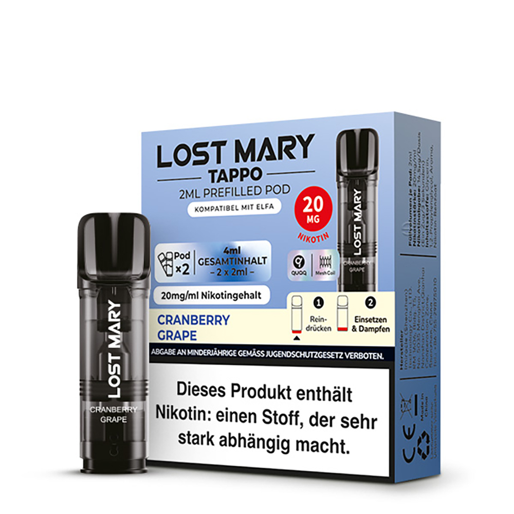 Cranberry Grape 20mg - Lost Mary Tappo Pods Cranberry Grape 20mg - Lost Mary Tappo Pods