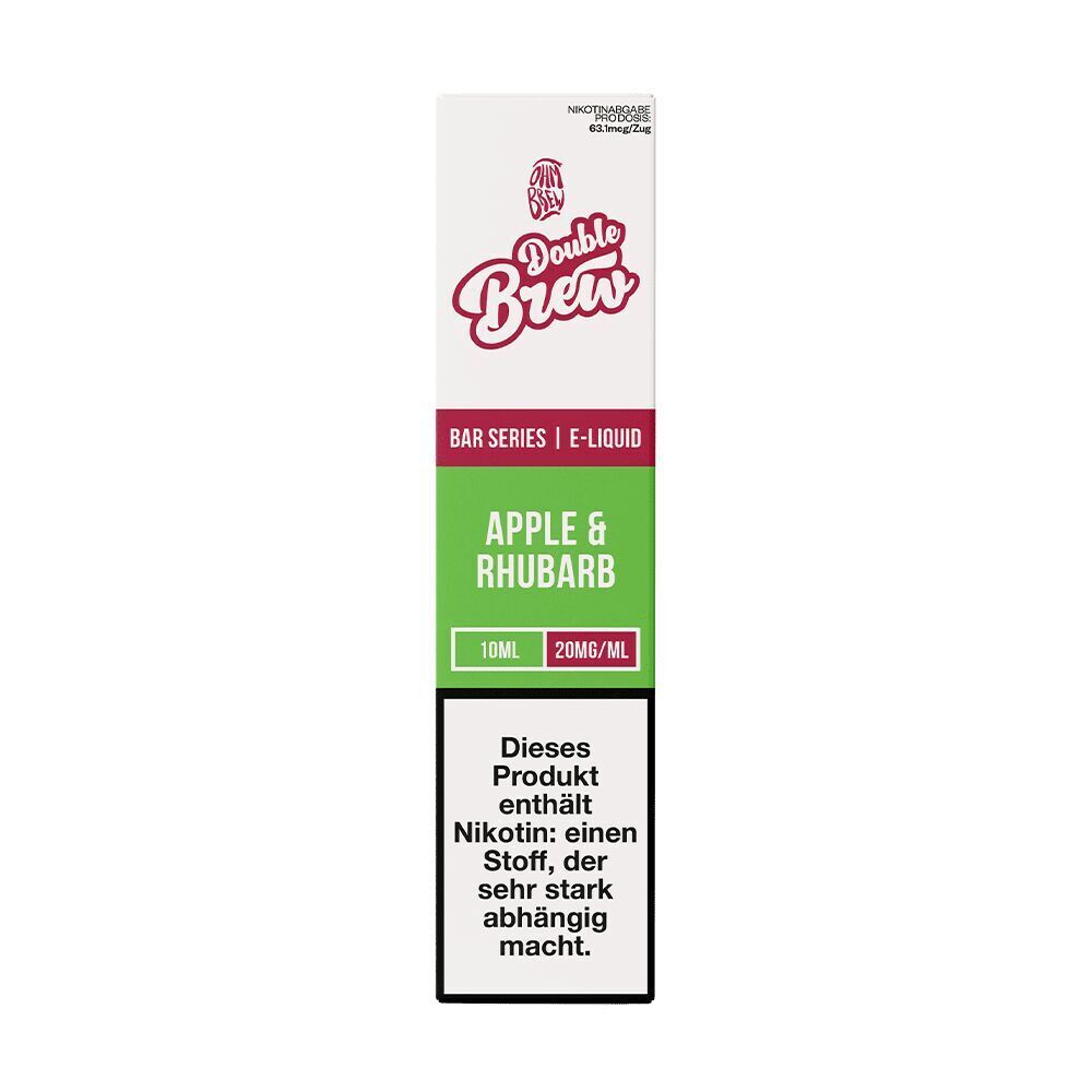 Liquid Apple Rhubarb 20mg - Double Brew Double Brew Apple & Rhubarb Nikotinsalz E-Liquid Schachtel mit 20mg/ml Hinweis zu Nikotinsucht, 10ml Inhalt, Bar Series Design.