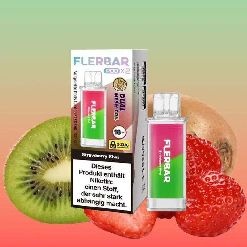 Strawberry Kiwi Pods mit 20mg Nikotin von Flerbar