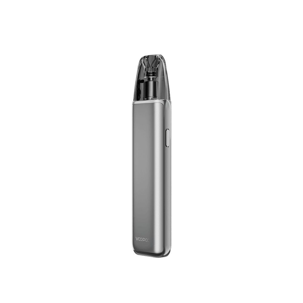 Voopoo Argus G3 Pod Kit - Space Grey Voopoo Argus G3 Pod Kit in Space Grey, schlankes Design mit transparentem Pod, seitlichem Knopf und Voopoo-Logo am unteren Rand.