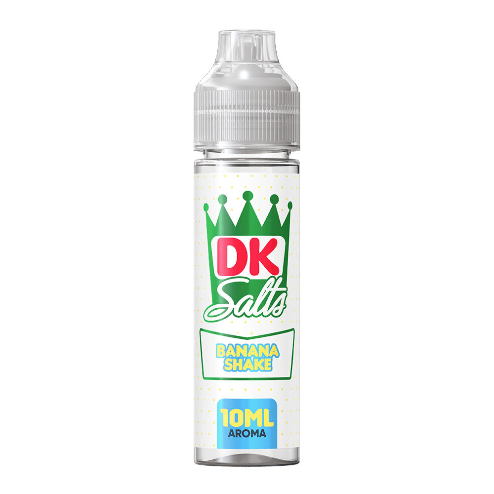DK301 Flasche DK Salts Aroma Banana Shake mit grünem Kronen-Logo, blauer 10ml-Aroma-Aufschrift auf weißem Hintergrund
